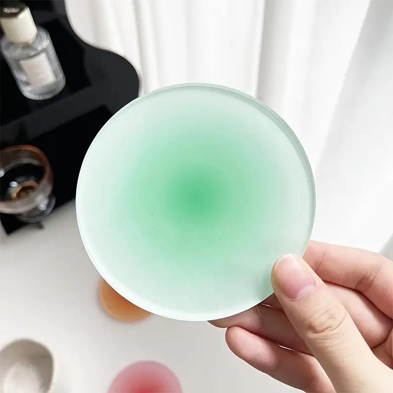 1/4Pcs Gradient Acrylic Round Coaster Sunset Gradient Heat Coffee Cup Pad Hot Drink Round Mug Mats Kitchen Dining Table Decor