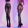 Lace High Waist Shiny 5D Ultra-Thin Open Crotch Stockings – Silky Black Silk