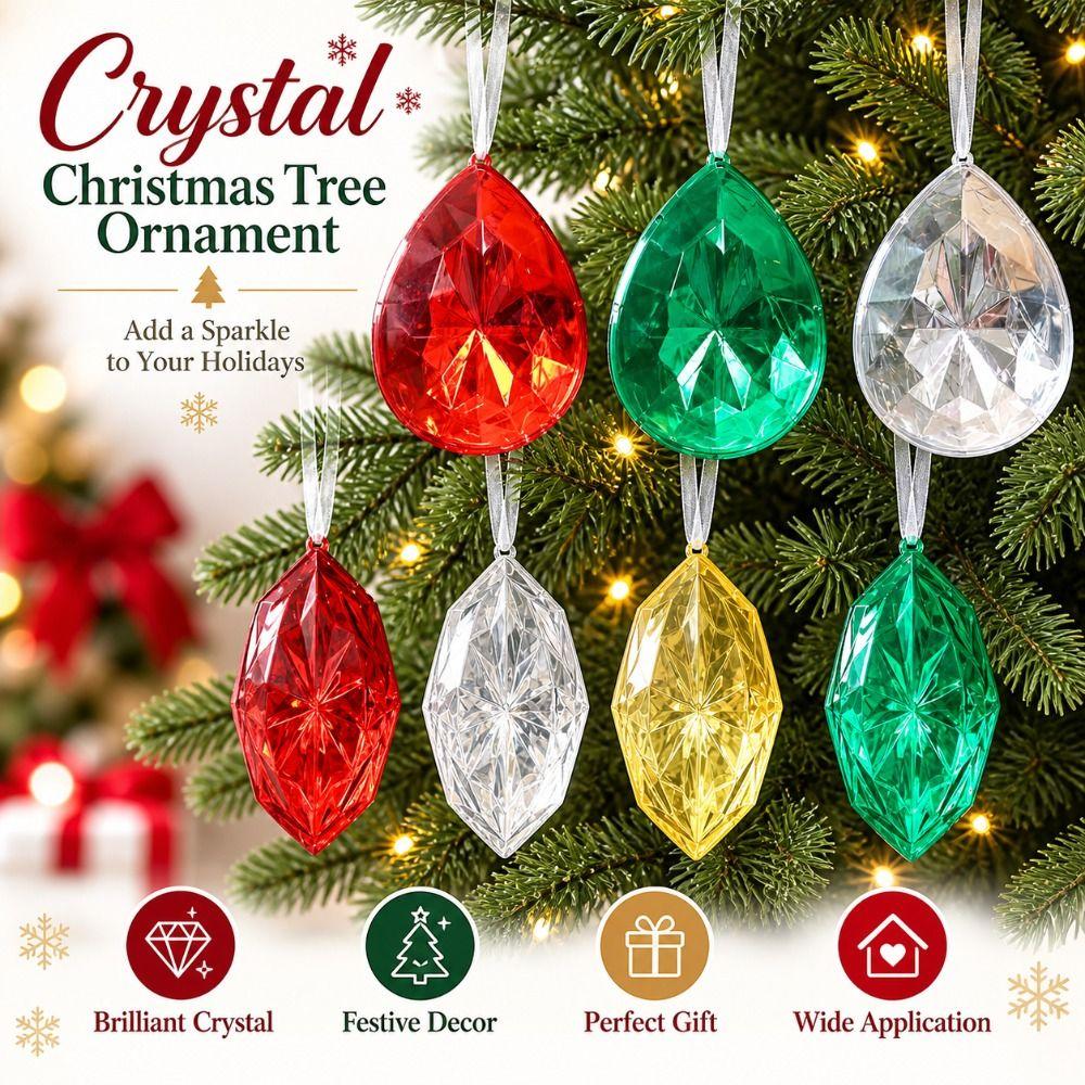 Faceted Crystal Ornament Transparent Diamond Hanging Pendant Holiday Party Decor