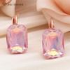 Fashion Rose Gold Color Rectangle Crystal Drop Earrings For Women Wedding Elegant Jewelry Stylish Eardrop
