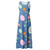 Women's Summer Casual Fashion Easter Printed Sleeveless Round Neck Pocket Dress