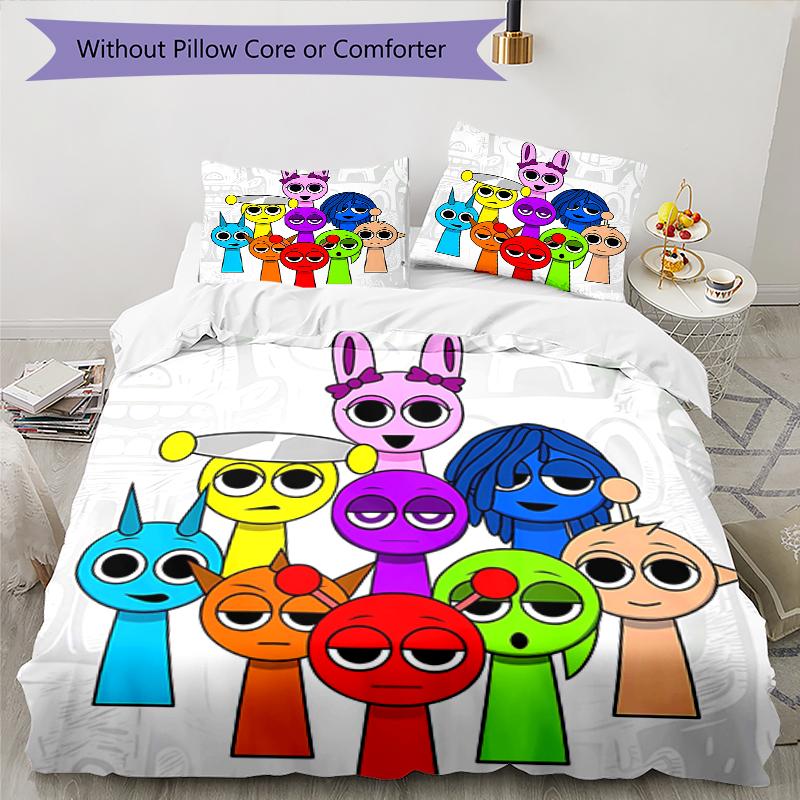 3pcs SPRUNKI1 Design Cover Set - HD Printed Bedding with 1 Cover and 2 Pillowcases - Perfect for Home and Dorm Decor