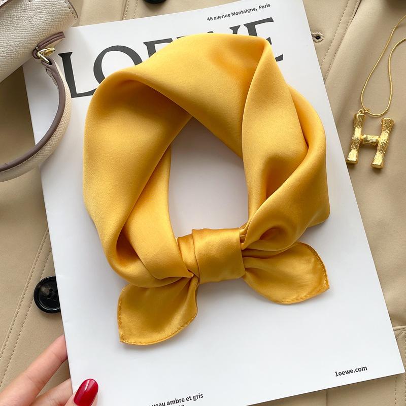 Silk mulberry silk solid color small square scarf silk scarf women's versatile spring and autumn foreign style fashion scarf with suit shirt