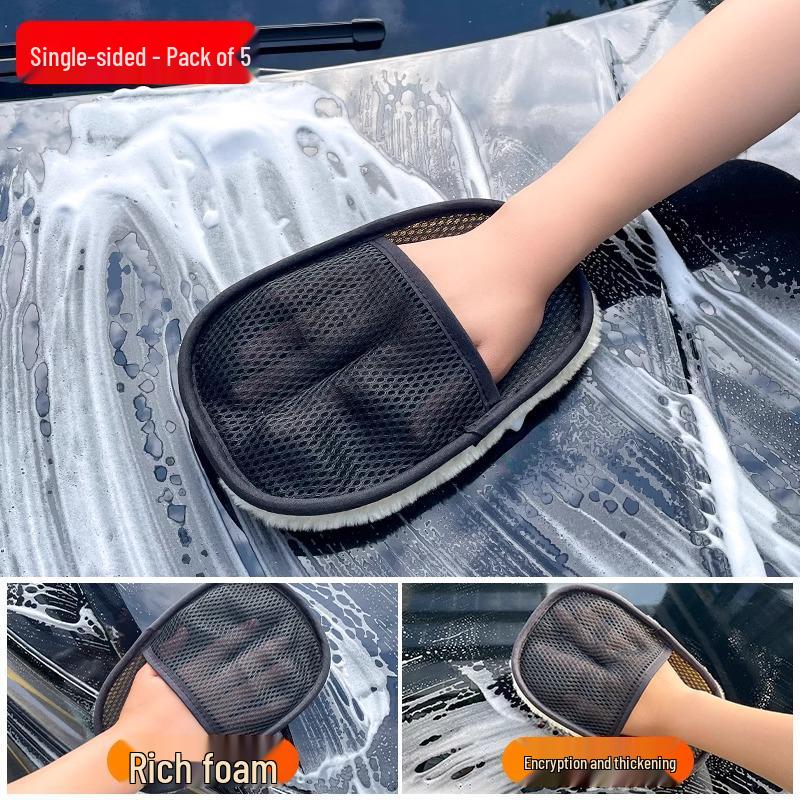 Плюшевые шерстяные шенилловые перчатки для мойки автомобиля - Дизайн 'Медвежья лапа', Безопасны для лакокрасочного покрытия, Идеальны для мытья и воскования