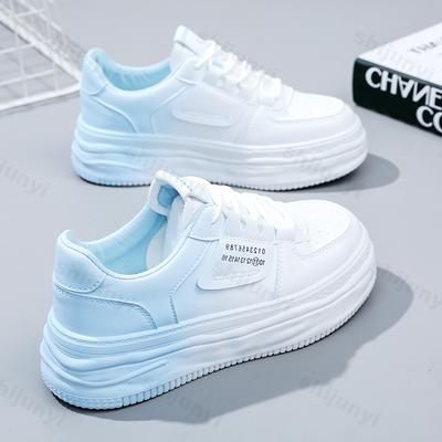 Градиентный цвет платформы белые туфли для женщин мода толстая подошва увеличение шнуровка доска обувь повседневная обувь Zapatillas Mujer