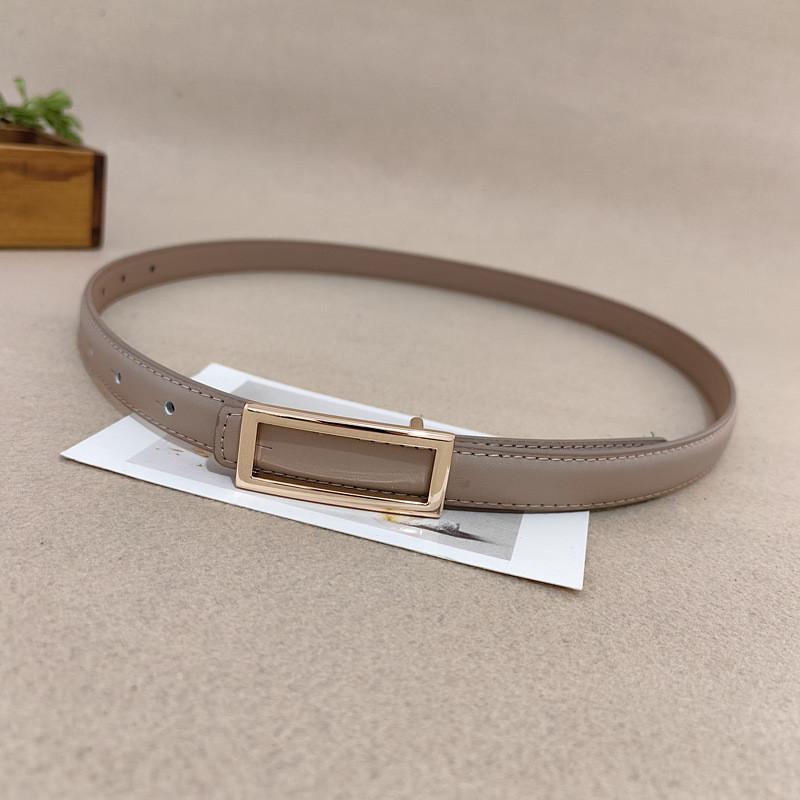Classic Leather Skinny Belt For Women With Gold Buckle For Casual Wear