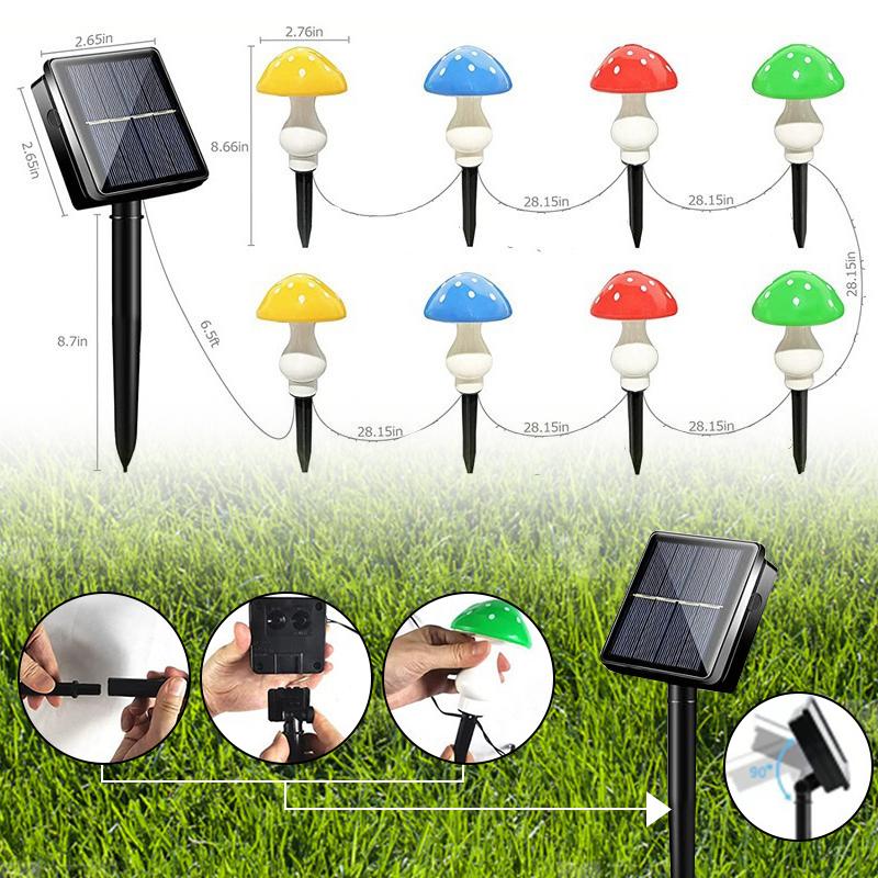 Solar Mushroom Lights for Garden Decor Waterproof Outdoor Night Light LED Fairy Lamp for Christmas Halloween Garden Lawn Pathway