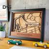 3D деревянная карта трассы гоночного трека настенное искусство декор гоночный трек макет в черной рамке подарок для любителей гонок офис или домашний дисплей