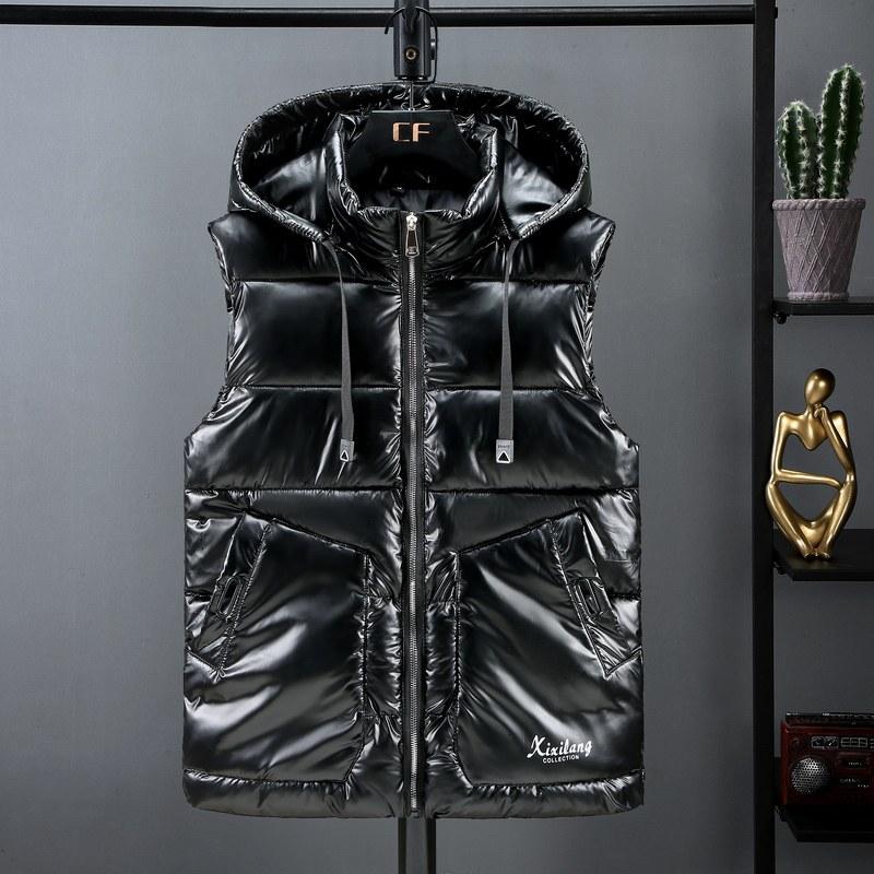 Women Winter Down Cotton Vest Shiny Mid-waistcoat Warm Vest Coat