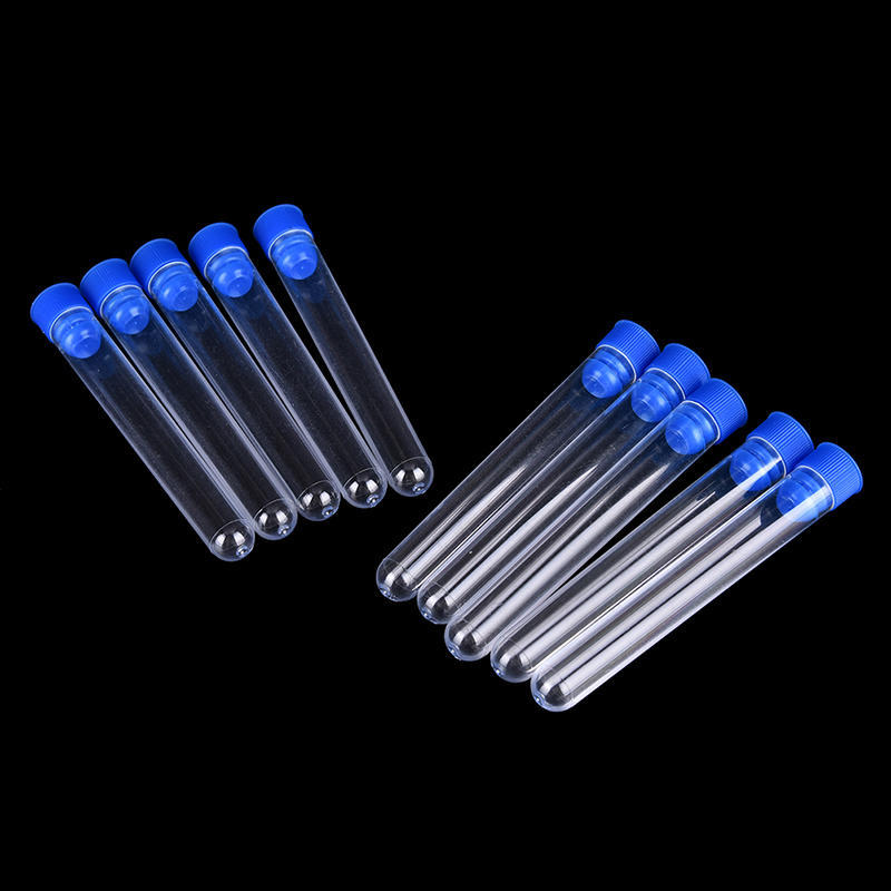 10Pcs 15X100Mm Clear Plastic Test Tubes Hard Plastic Test Tube With Wing Plug
