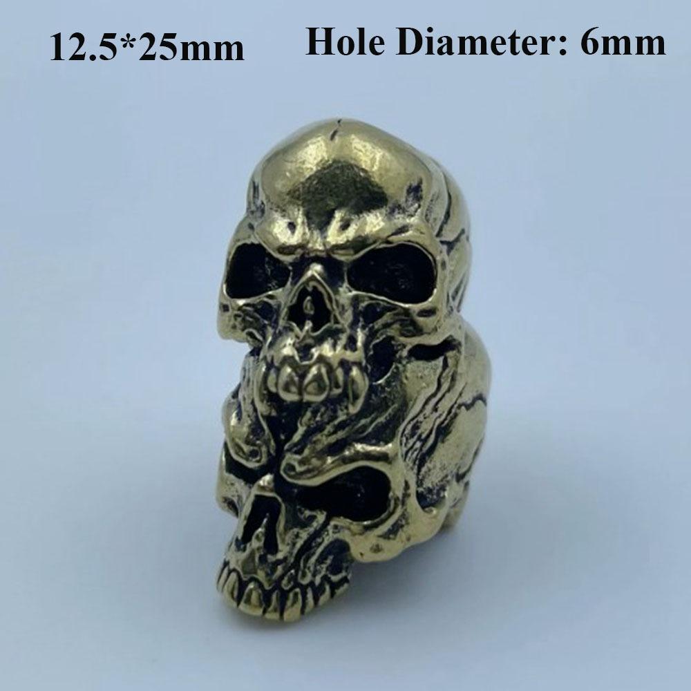 Retro Tiger Double-layer Skull Brass Bead Charms Bracelet Lanyard Pendant EDC Outdoor Tool