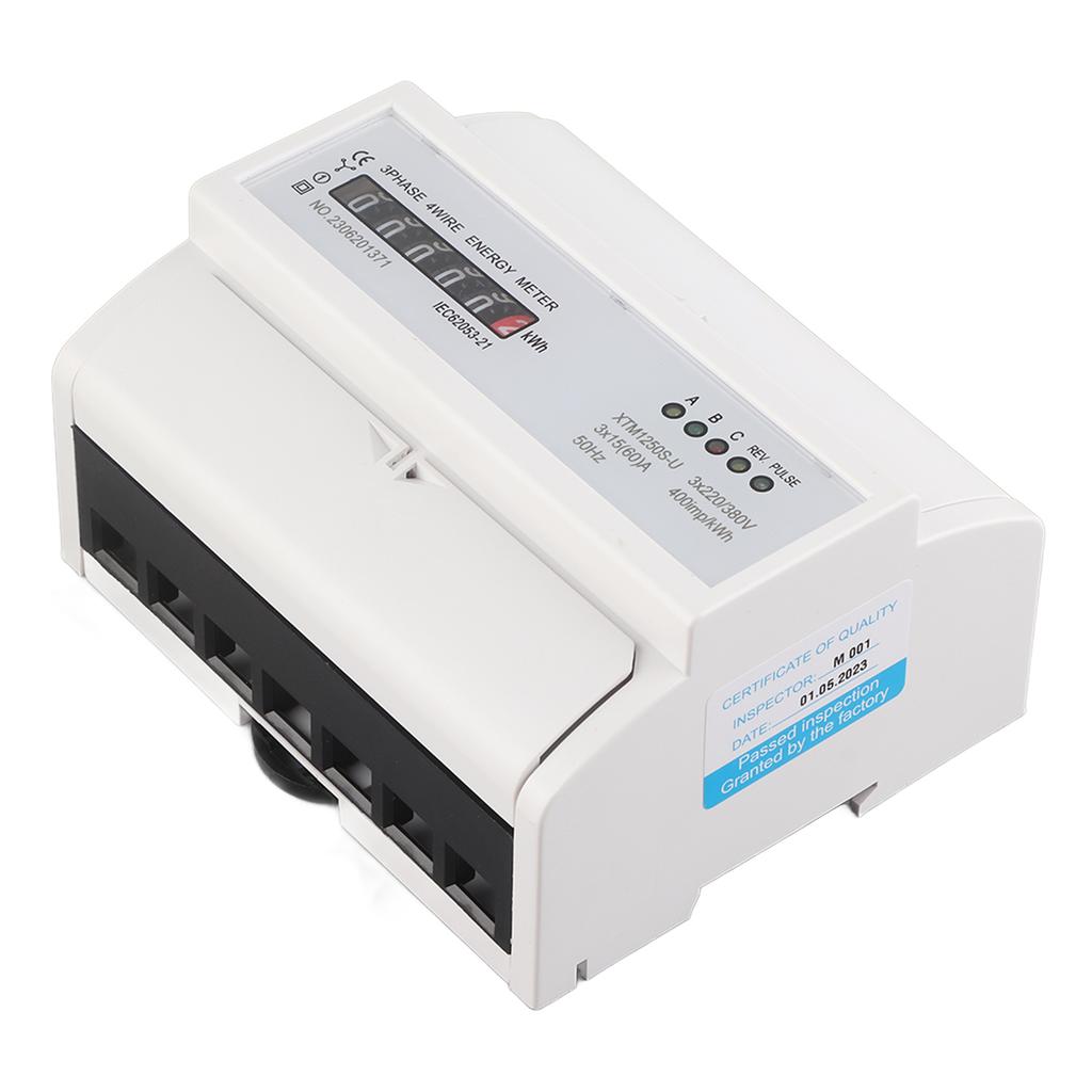 1 pcs 220V 380V Digital 3 phase 4 Wire 7P Din Rail Electric Meter Electronic KWh Meter 15(60)A