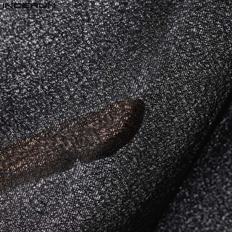 INCERUN Men Deep V Neck Strap Sleeveless See Through Mesh Sheer Tank Tops