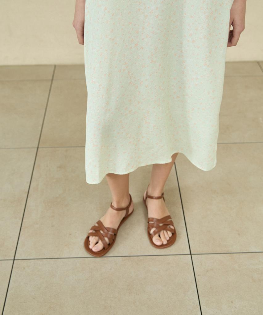 Wioi Floral String Sleeveless Dress_Green