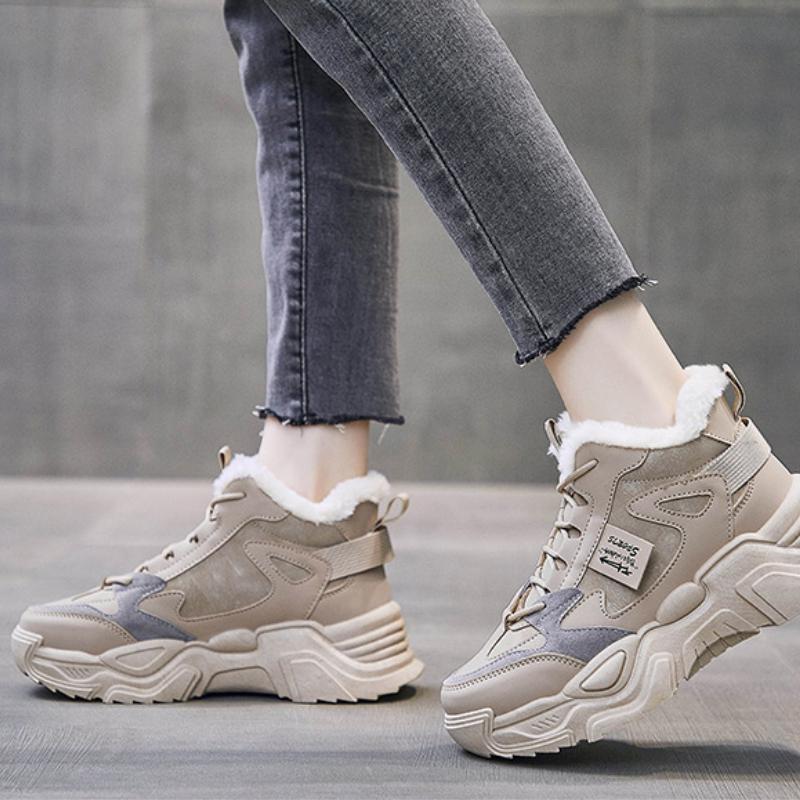 Женские зимние кроссовки, новинка 2022 года, бархатная теплая спортивная обувь на платформе, женские удобные зимние ботинки