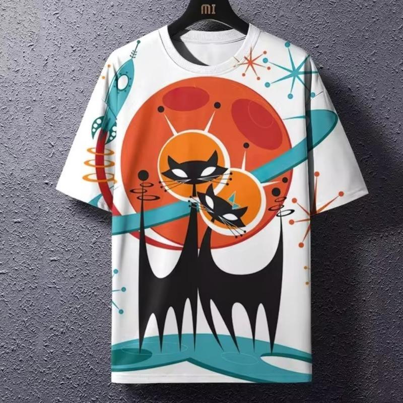 Винтажная футболка Мужская футболка Японская футболка Уличный стиль Лето Круглый вырез Уличная одежда Мода Повседневная рубашка Футболка с 3D-принтом