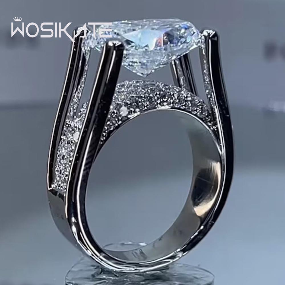 WOSIKATE Роскошное помолвочное кольцо в форме яйца из высокоуглеродистого алмаза для женщин Медное Вечное Сердце Кольцо на палец Модная бижутерия