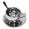 180ml Insulated Coffee Cup Set 304 Stainless Steel Double Walled Mugs Tea Cup with Saucer Spoon