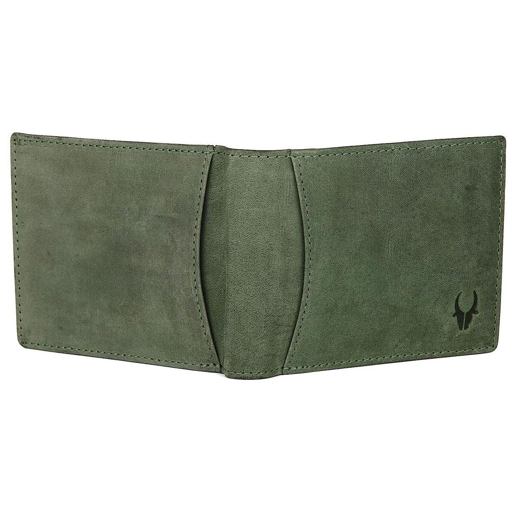 Зеленый кожаный бумажник WildHorn для мужчин I 9 слотов для карт I 2 валютных и потайных отделения I 1 молния.