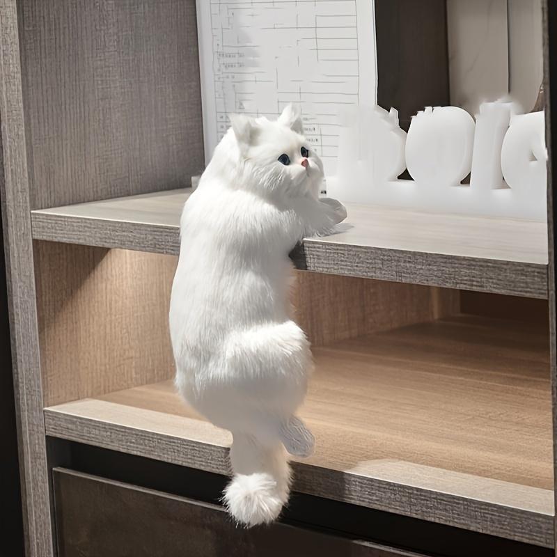 1pc Charming Handmade White Cat Plush Toy with Blue Eyes Cozy Simulation Pet, Ideal for Home Decoration Unique Gift, 160g