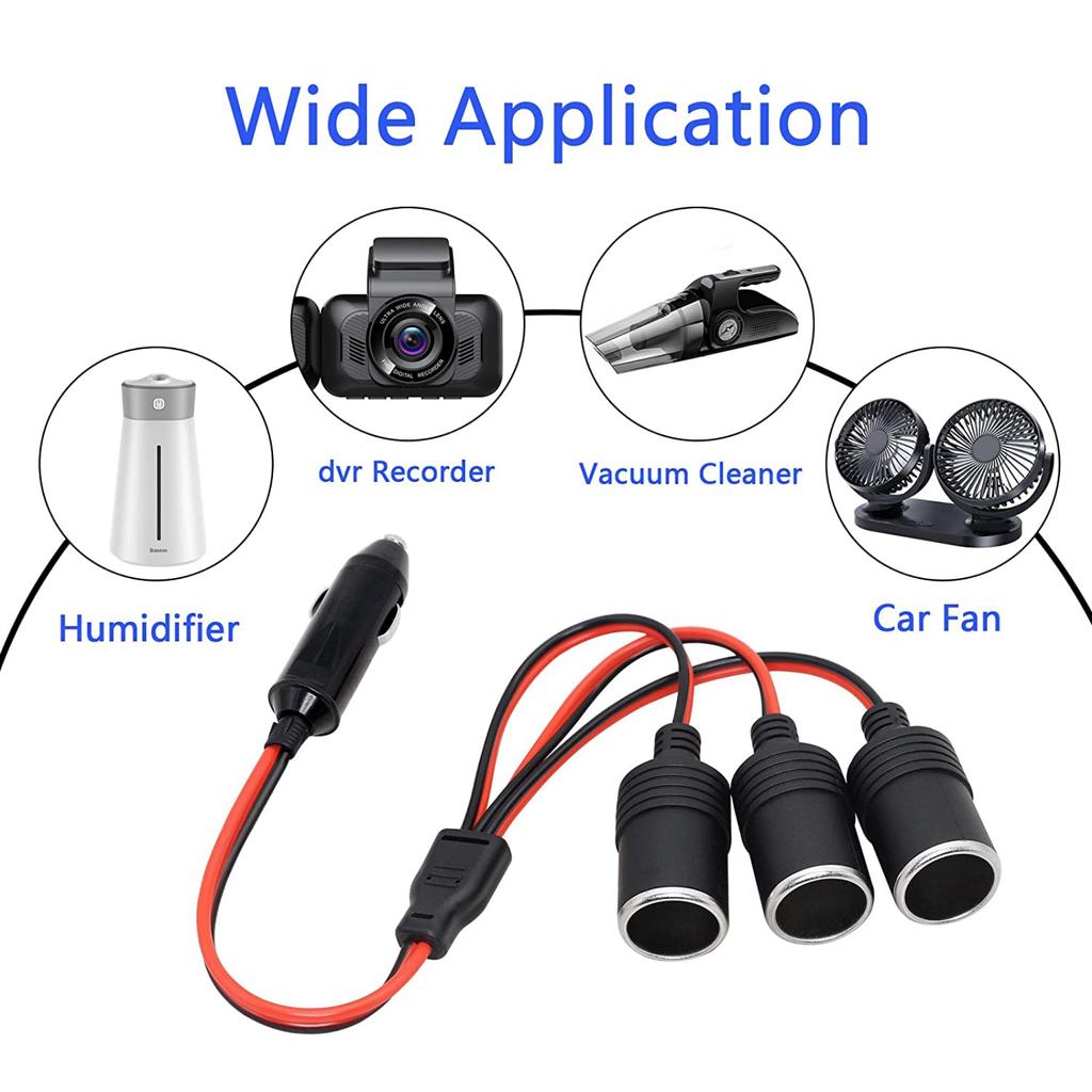 1 To 3 Car Auto Socket Lighter 12v 24v Power Charger Adapter 3 Way Socket Splitter Female Socket Plug Extension Cord Cable