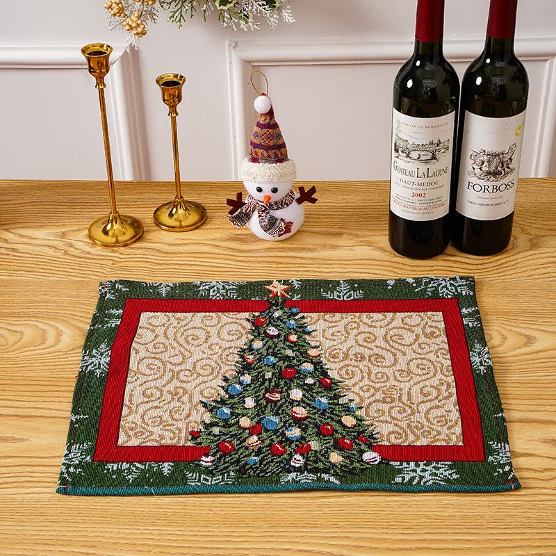 New Christmas supplies cartoon Santa Claus placemat Christmas ornaments dining table insulation pad Christmas tree decoration