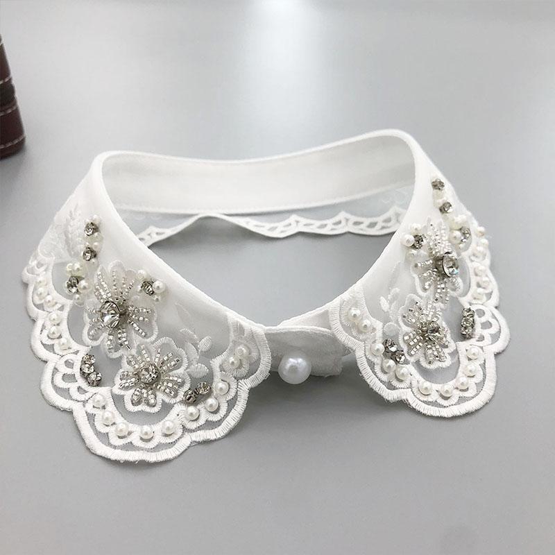 Beading Fake Collar Women Elegant Diamond Detachable Collars for Woman False Shawl Shoulder Wrap Lapel False Collars Woman Tie