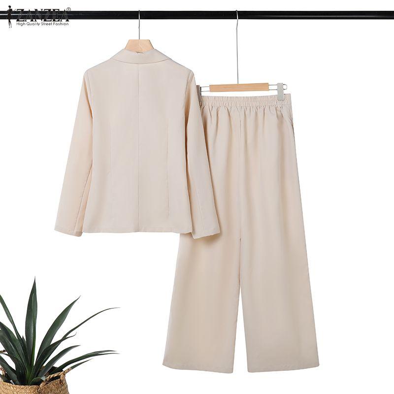 ZANZEA Женский кардиган-блейзер с длинным рукавом и брюки, повседневные костюмы-двойки