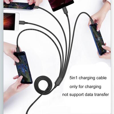 Многофункциональный зарядный кабель Многопортовый USB-кабель для зарядки Нейлоновая оплетка 3/4/5 в 1 Многократный зарядный шнур с разъемами Type-C