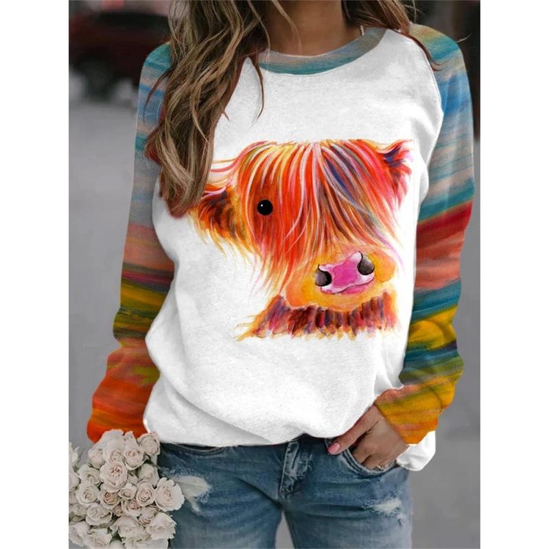 Autumn Women Thin Pullovers Winter Casual Tops Vintage 3D Printed Sweatshirt Ladies Street Long Sleeve Sports Hoodie