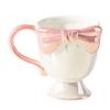 Creative Exquisite Girl Heart Bow Ice Cream Ceramic Cup High Value Coffee Mug Dessert Goblet Mug with Straw Coffee Cups