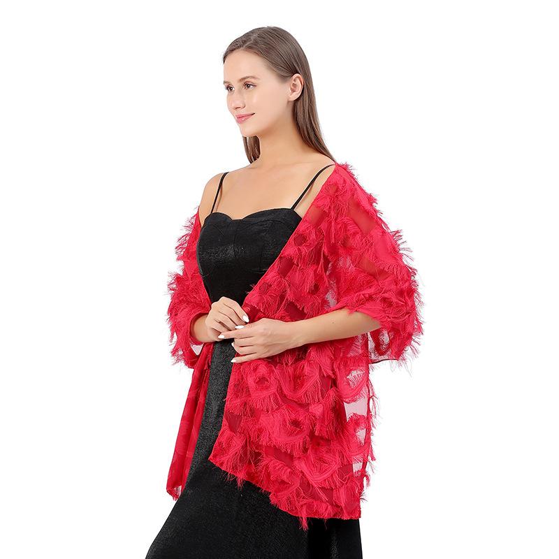 Женские шали и накидки с бахромой для вечернего платья, кружевной шарф из пашмины для костюмированной вечеринки