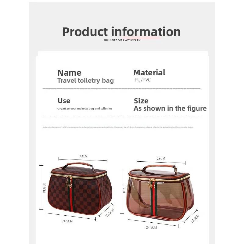 PU makeup bag is portable, waterproof, transparent, and has a large capacity. It is suitable for travel storage and as a hand-held toiletry bag
