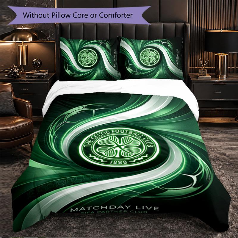 Celtic FC Themed Bedding 3Pcs Duvet Cover Set Decorative Bed Linen For Teen Room Home Decoration