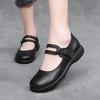 2025 Spring and Autumn New Mother Leather Shoes Women's Soft Leather Soft Sole Muffin Sole Single Shoes Women's Shoes Round Head Buckle Casual