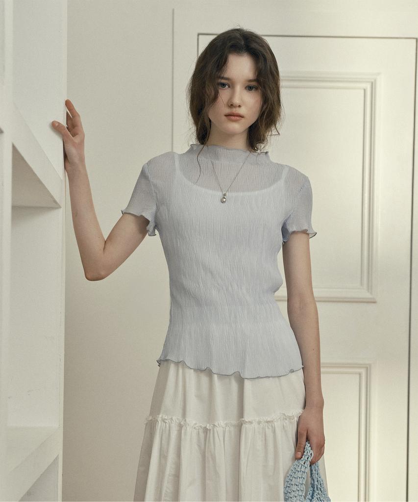 JUCYJUDY Mock Neck Sheer Blouse J1Bl321D