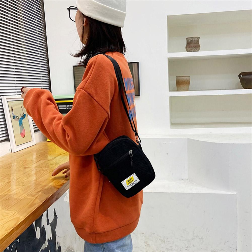 Женская вельветовая сумка-мессенджер на молнии, многослойная маленькая сумка через плечо (черный) *