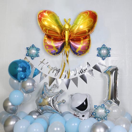 Большой шар-бабочка из алюминиевой фольги, красочный шар-бабочка, украшение для дня рождения, свадьбы, детского душа, детская игрушка