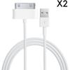 Lot 2 USB Cables [Compatible iPhone 4 - 4S - 3G - 3GS] White Charger 1 Meter [Phonillico®]