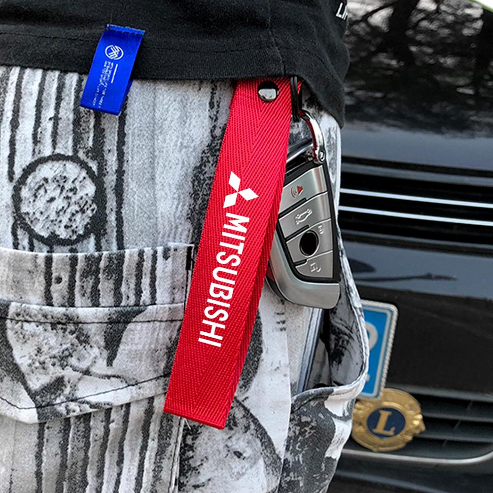 xksh2 Car Remote Keychain Leather Keyring Auto Key Chain Pendant Accessories For Mitsubishi 9 Ralliart X EX ASX Colt Outlander Pajero