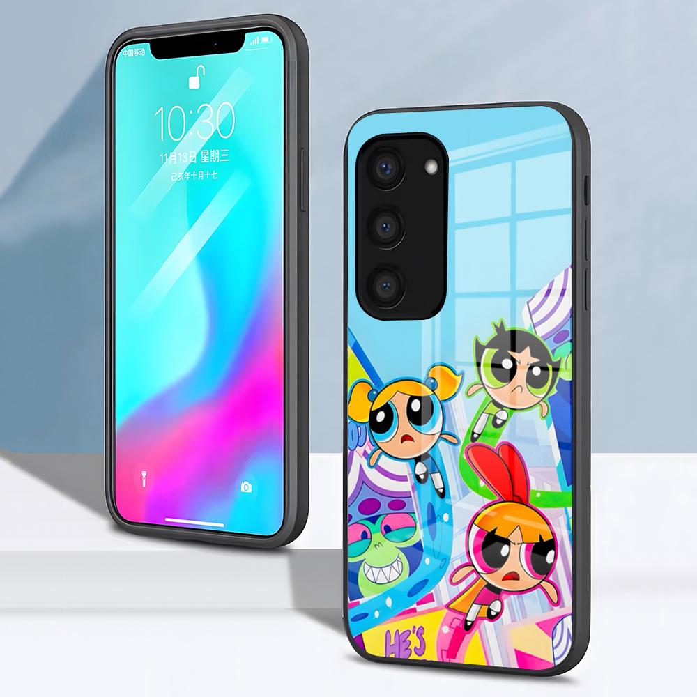 Чехол для телефона P-Суперкрошки Милый для Samsung S26 S25 S24 FE S23 S22 S21 Plus S20 Ultra Note20Ultra Черная стеклянная крышка