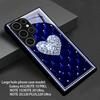 Blue Quilted Diamond Heart Glass phone case mobile phones fashion phone cases for Samsung Galaxy S26 S25 S24 S23 FE Ultra Plus