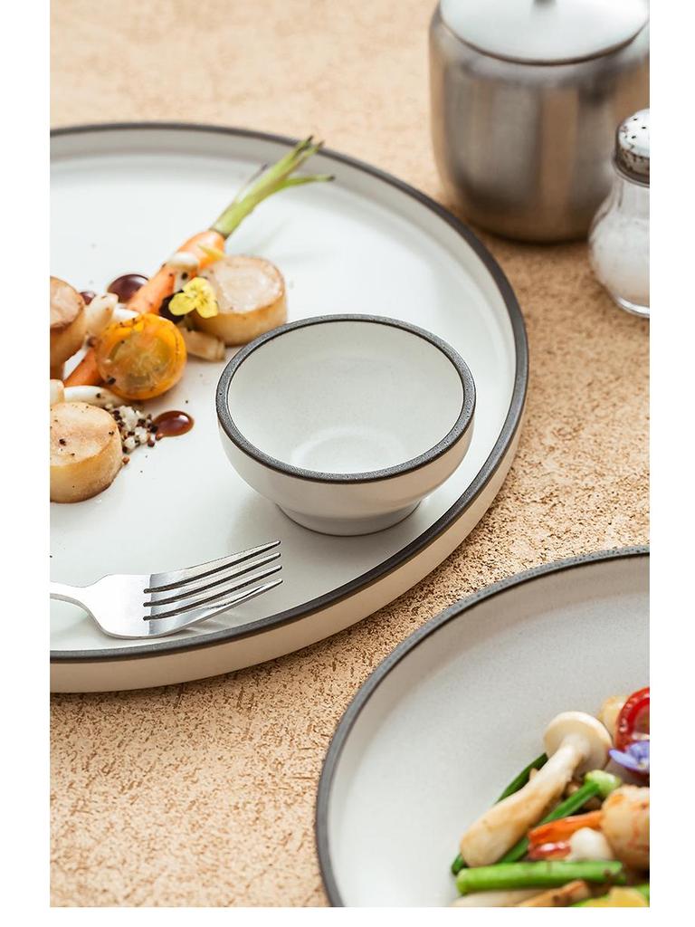 Винтажный французский матовый керамический набор посуды - Элегантные тарелки для дома или ресторана