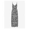 Long Dress with Zebra Print Straps V-neck Woman