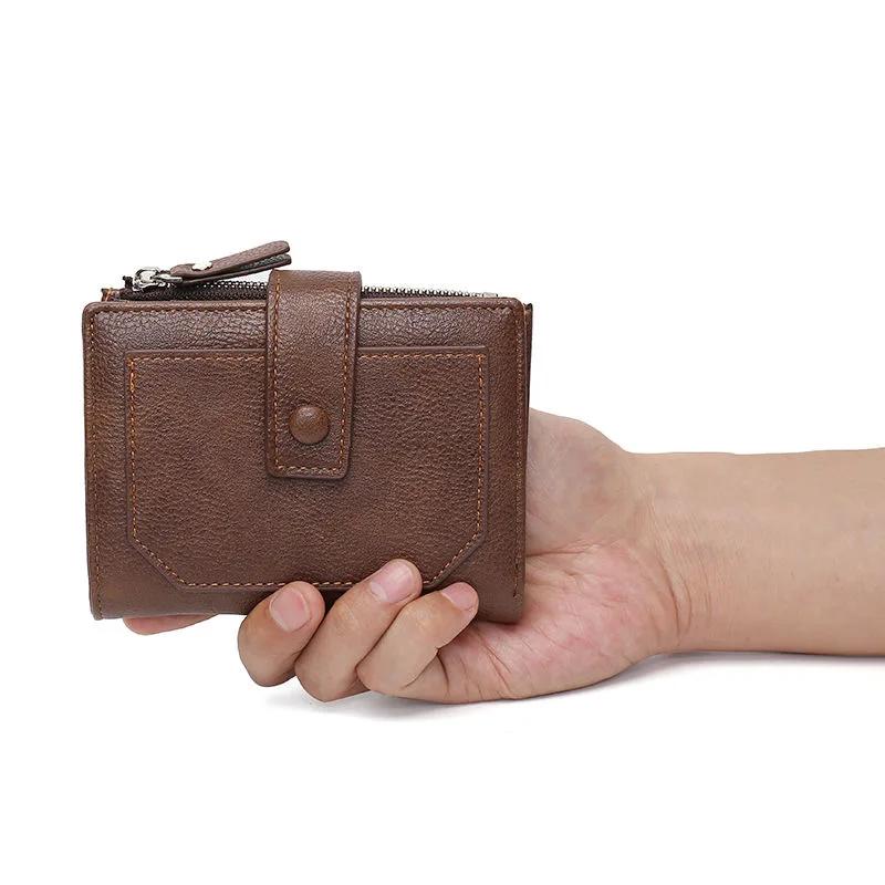 Новый мужской кошелек короткий стоячий ретро ультра тонкий многофункциональный PU кожа глянцевая молния кредитная карта с мужской кошелек