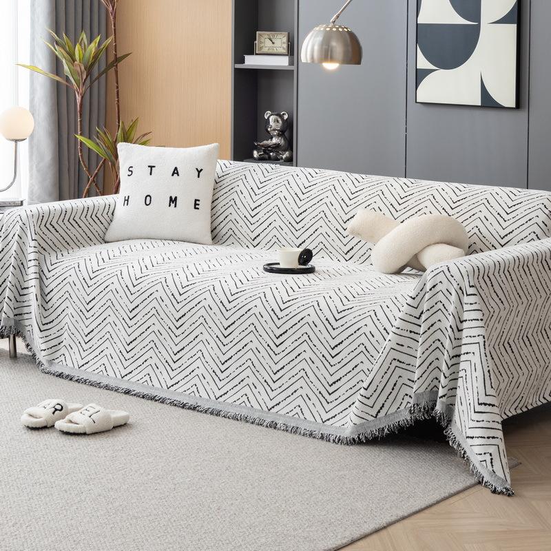 Двусторонний чехол для диванного полотенца из шенилла с волнистым узором, универсальный однотонный цвет, новый чехол для диванной подушки, нескользящий чехол-одеяло на все времена года
