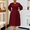 Новое весеннее однотонное платье А-силуэта для женщин большого размера, элегантное повседневное платье для вечеринки