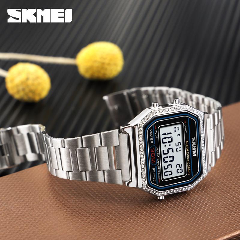 Moment Beauty Skmei Multi-functional Exquisite Stone Watch Female, European and American Hot-selling Waterproof Leisure Electronic Watch Female