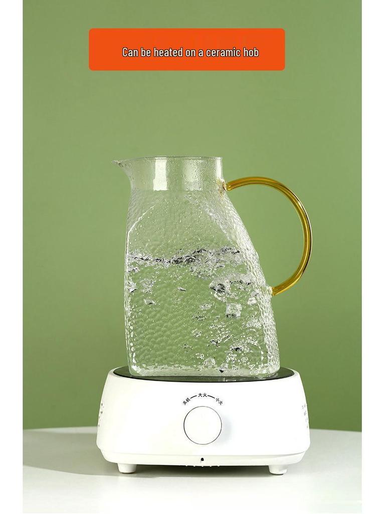 Hammered Textured Glass Pitcher: Large Capacity, Heat-Resistant, High Borosilicate for Cold Water & Juice
