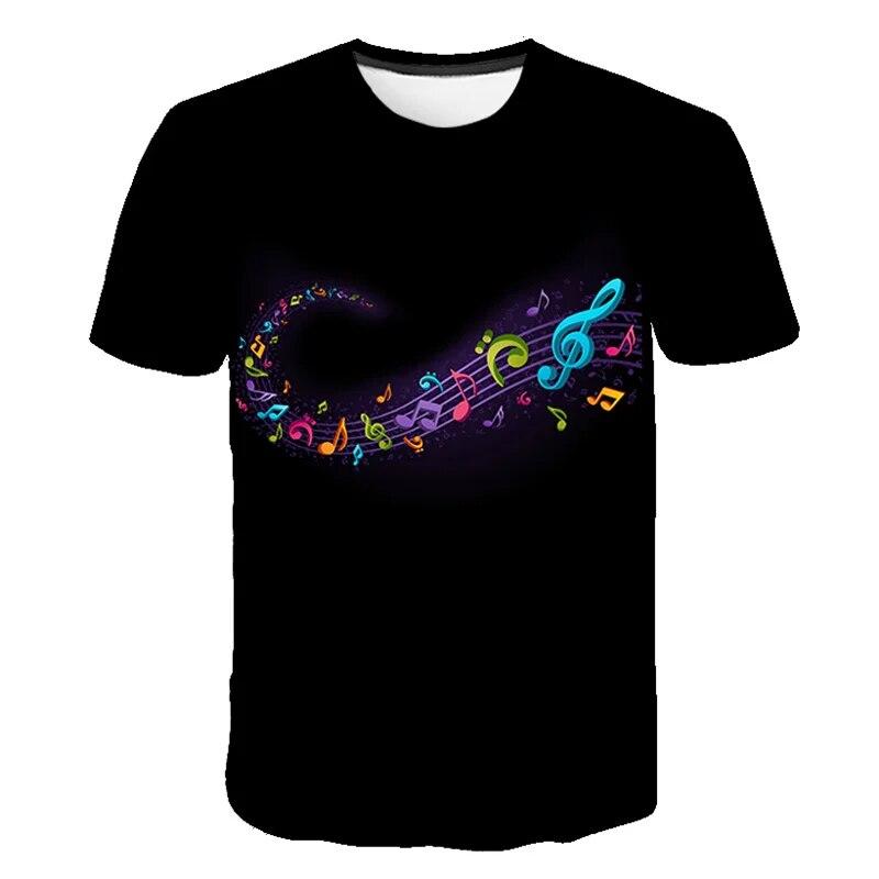 Summer Musical Note 3D Printed T-Shirts Streetwear Casual Men Women Fashion Short Sleeve T Shirt O-Neck Male Tees Tops Clothing